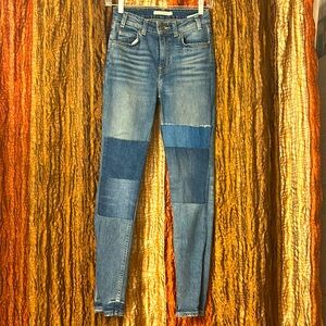 NWOT Levi’s orange tab 721 high rise skinny color-block jeans